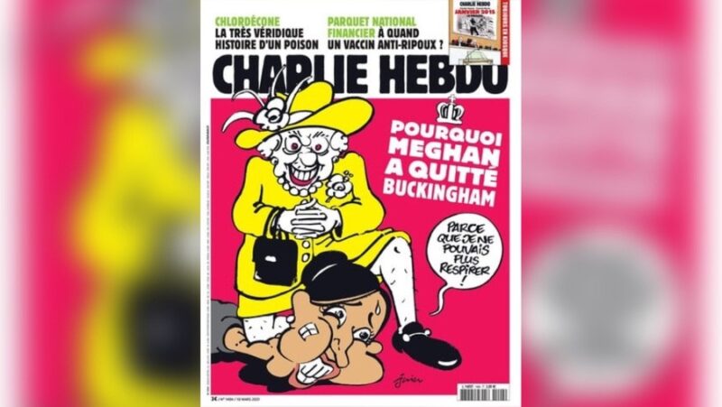 Charlie Hebdo опубликовал провокационную карикатуру на Елизавету II и Меган Маркл